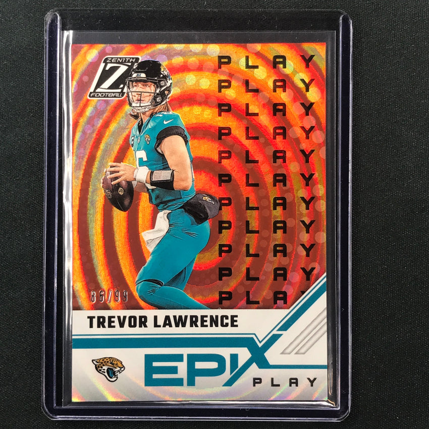 2023 Zenith Football TREVOR LAWRENCE Epix Orange Play 89/99