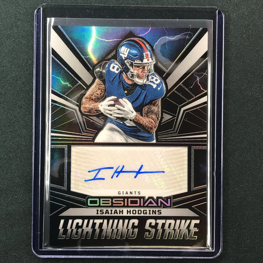 2023 Obsidian Football ISAIAH HODGINS Lightning Strike Auto Base 130/199