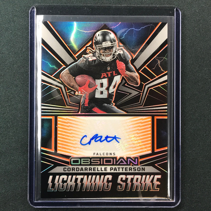 2023 Obsidian Football CORDARRELLE PATTERSON Lightning Strike Auto Orange 26/49