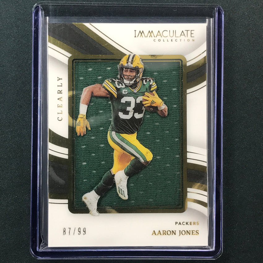2023 Immaculate Football AARON JONES Clearly Immaculate Jersey Relic Base 87/99