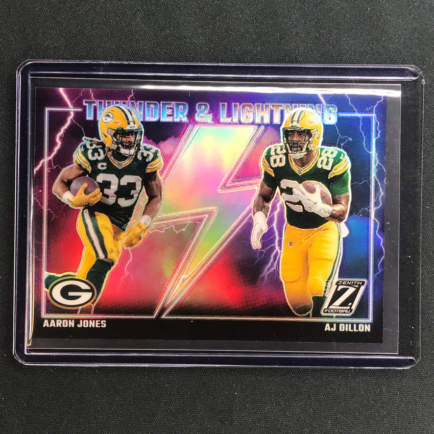 2023 Zenith Football AARON JONES AJ DILLON Thunder and Lightning Silver #9
