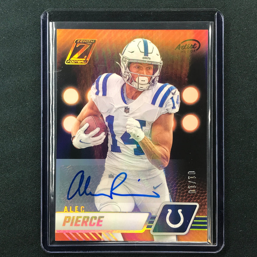 2023 Zenith Football ALEC PIERCE Base Auto Artist Proof Gold 1/10
