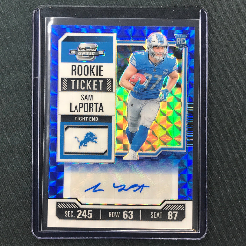 2023 Zenith Football SAM LAPORTA Optic Rookie Ticket Preview Auto Blue 20/23