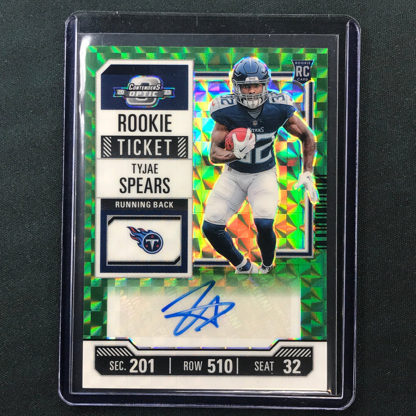 2023 Zenith Football TYJAE SPEARS Optic Rookie Ticket Preview Auto Green 13/23