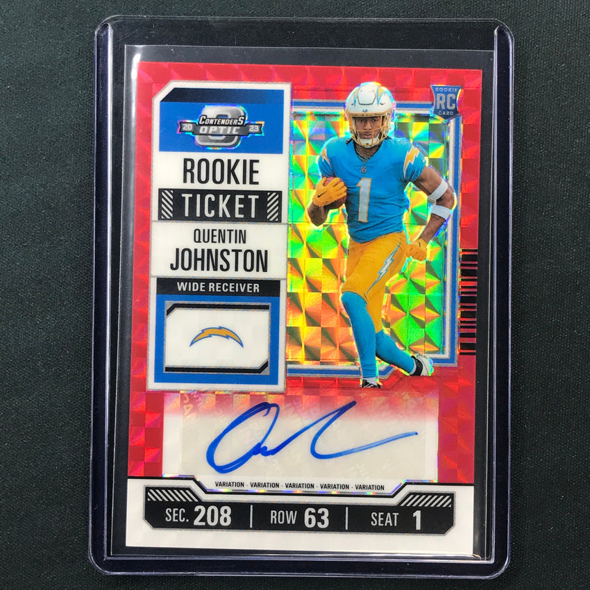 2023 Zenith Football QUENTIN JOHNSTON Optic Rookie Ticket Preview Auto Red 17/23