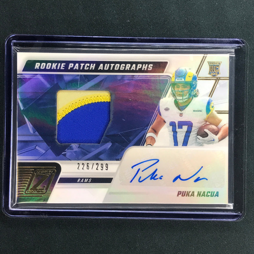 2023 Zenith Football PUKA NACUA Rookie Patch Auto Base 226/299