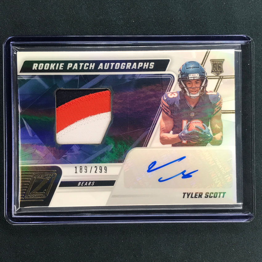 2023 Zenith Football TYLER SCOTT Rookie Patch Auto Base 189/299