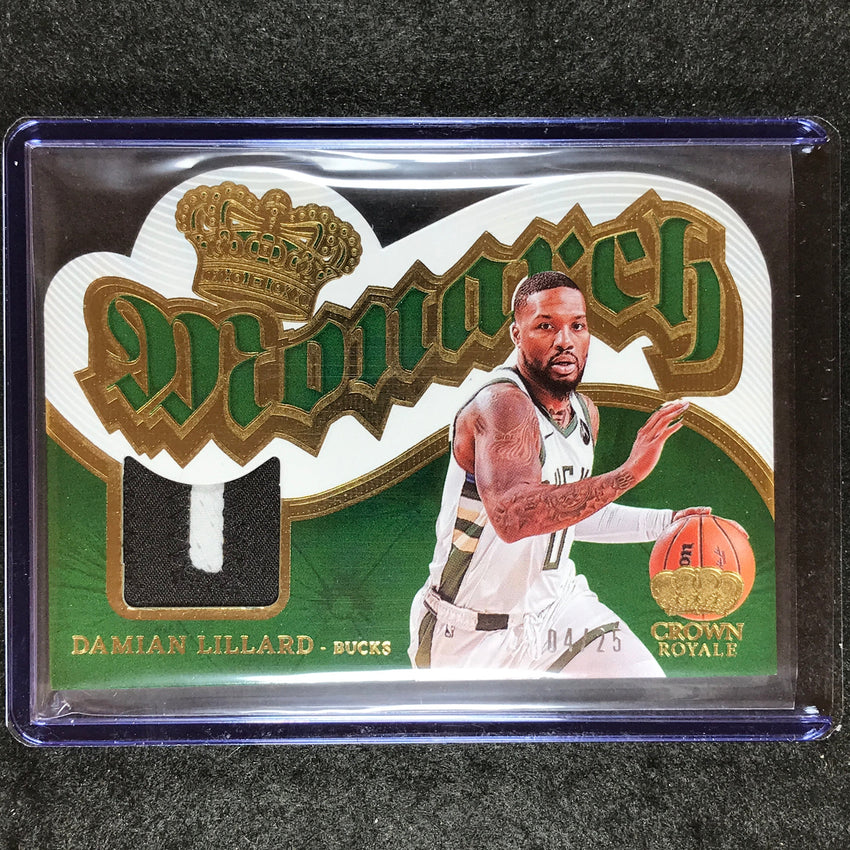 2023-24 Crown Royale DAMIAN LILLARD Monarch Patch Relic Prime 4/25