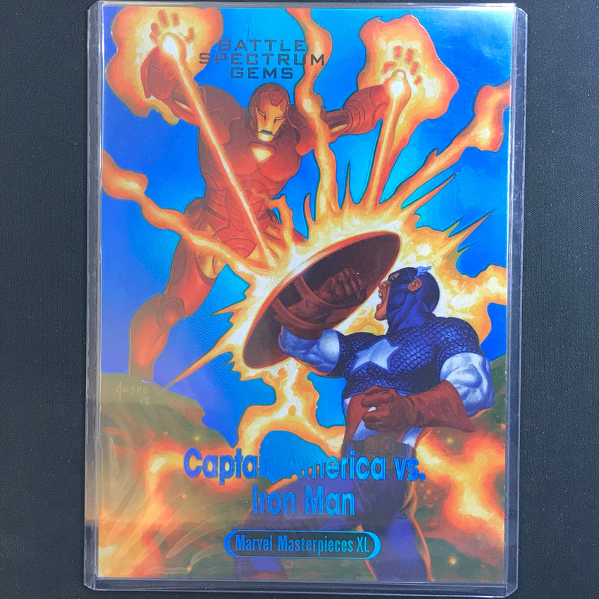 2024 Marvel Masterpieces XL CAPTAIN AMERICA IRON MAN Battle Spectrum Gems 32/99