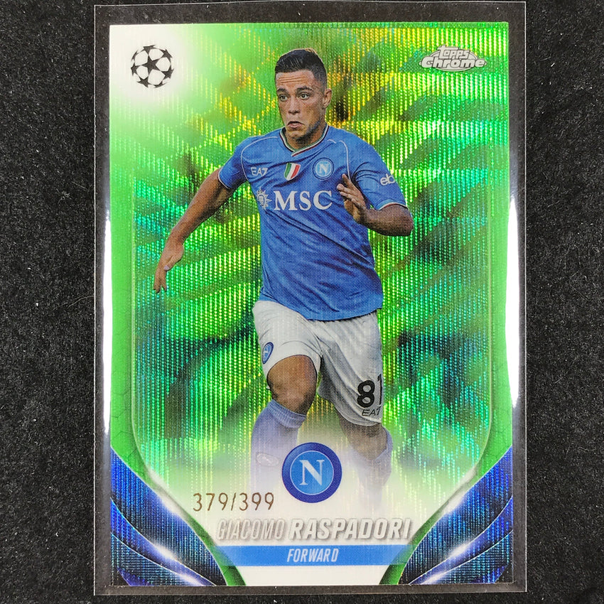 2023-24 Topps Chrome UEFA Club Comp GIACOMO RASPADORI Neon Green Wave 379/399