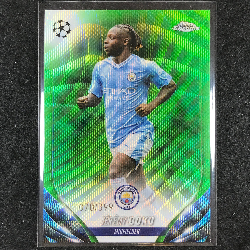 2023-24 Topps Chrome UEFA Club Comp JEREMY DOKU Base Neon Green Wave 70/399 #171