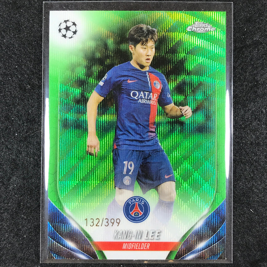 2023-24 Topps Chrome UEFA Club Comp KANG-IN LEE Base Neon Green Wave 132/399