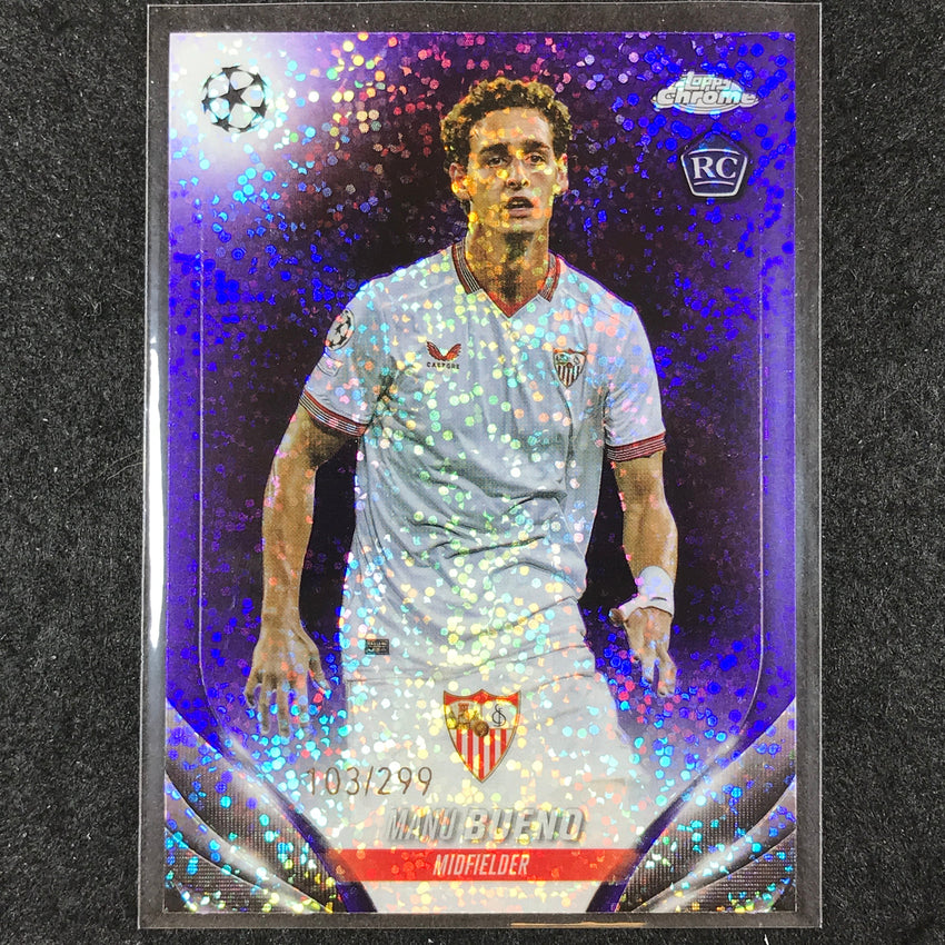 2023-24 Topps Chrome UEFA Club Comp MANU BUENO Rookie Violet Speckle 103/299
