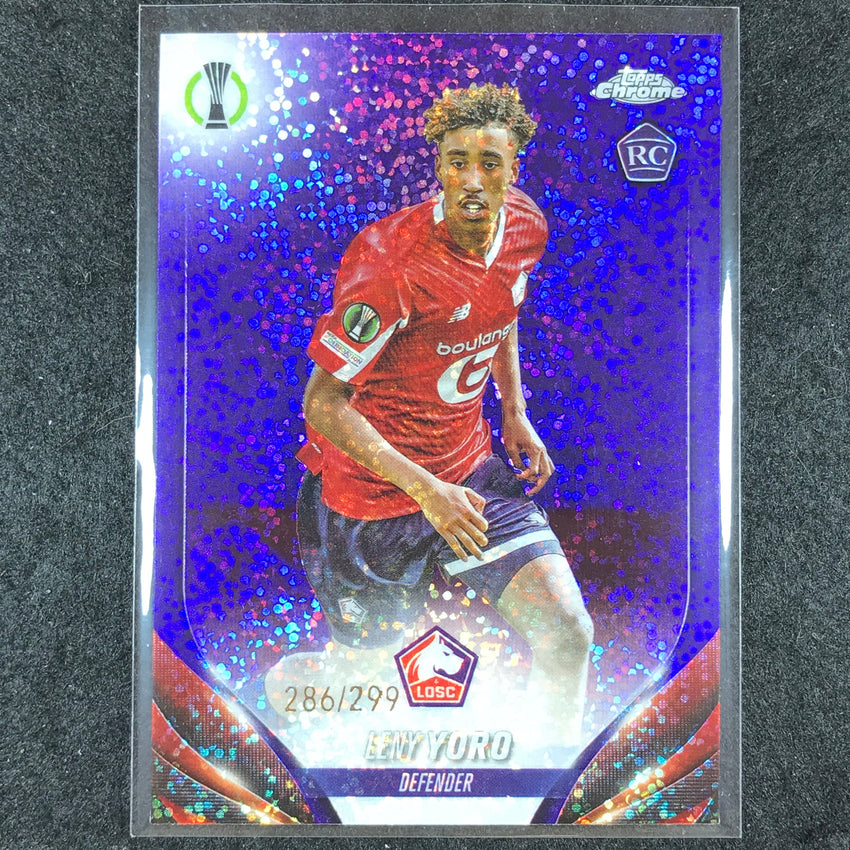 2023-24 Topps Chrome UEFA Club Comp LENY YORO Rookie Base Violet Speckle 286/299
