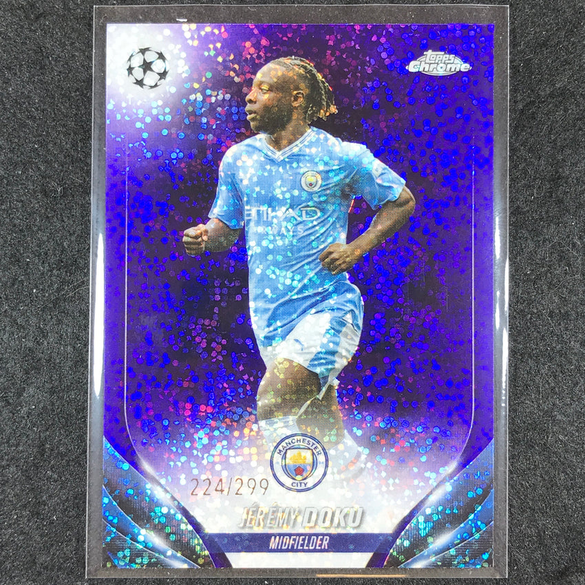 2023-24 Topps Chrome UEFA Club Comp JEREMY DOKU Base Violet Speckle 224/299 #171