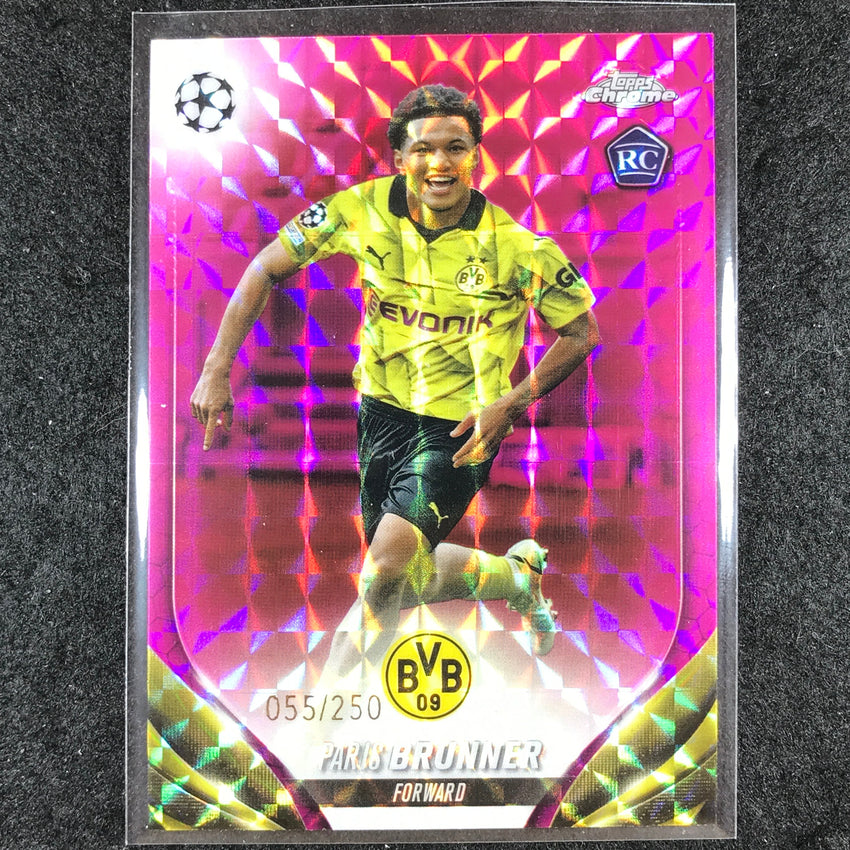 2023-24 Topps Chrome UEFA Club Comp PARIS BRUNNER Rookie Pink Geometric 55/250