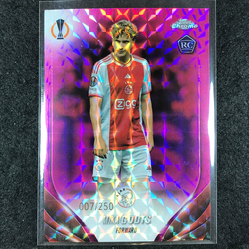 2023-24 Topps Chrome UEFA Club Comp MIKA GODTS Rookie Base Pink Geometric 7/250