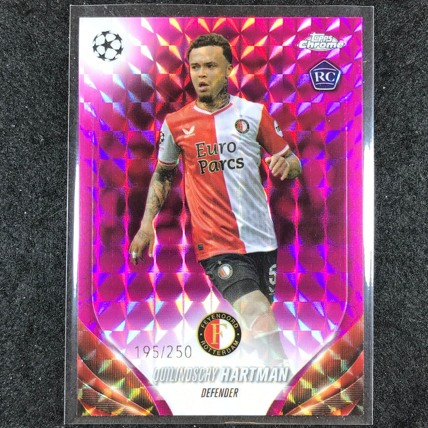 2023-24 Topps Chrome UEFA Club Comp QUILINDSCHY HARTMAN Rookie Pink 195/250