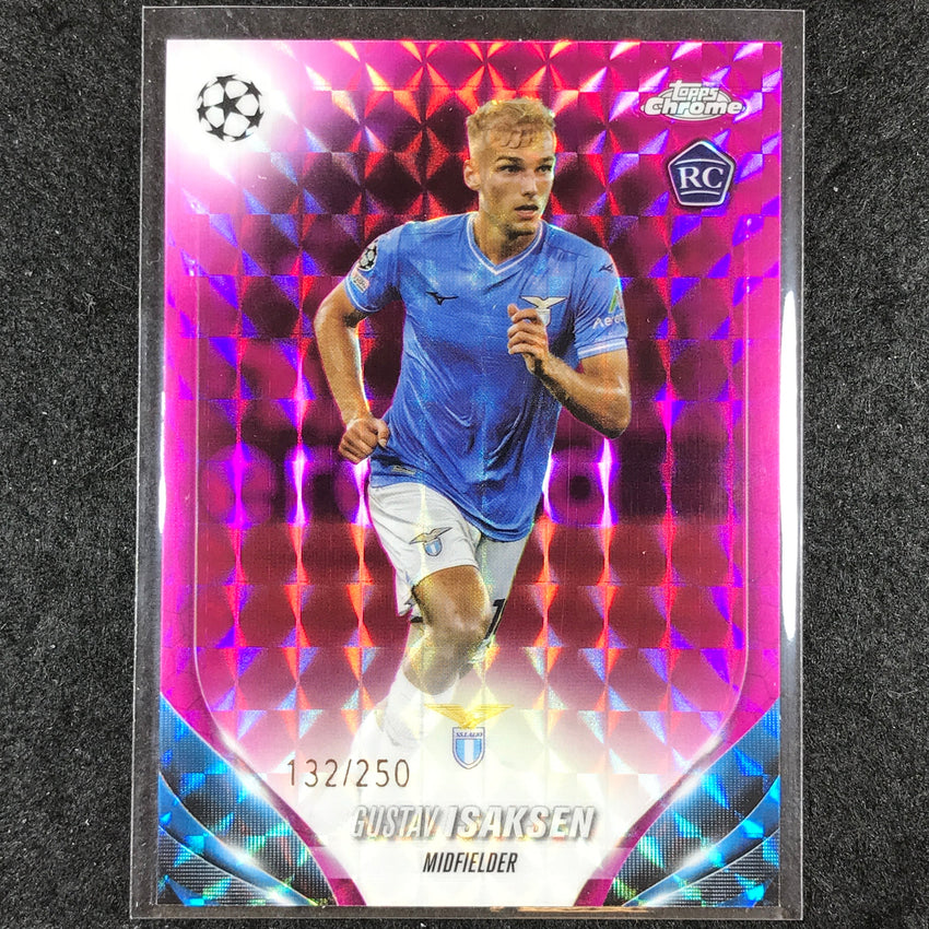 2023-24 Topps Chrome UEFA Club Comp GUSTAV ISAKSEN Rookie Pink Geometric 132/250