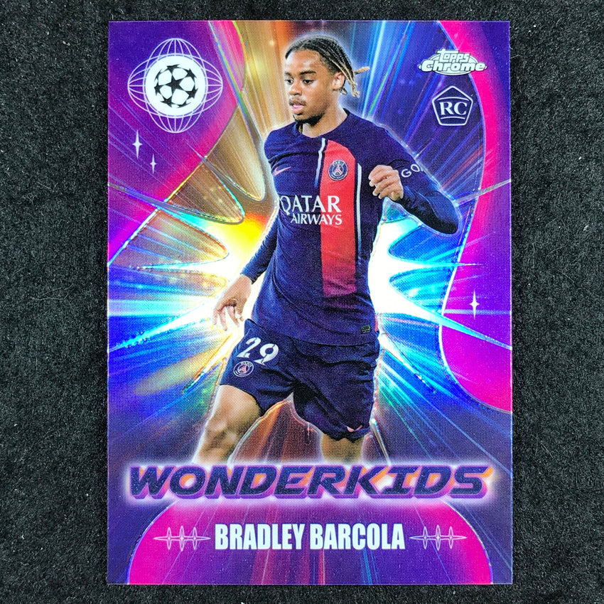 2023-24 Topps Chrome UEFA Club Comp BRADLEY BARCOLA Wonderkids Rookie Base #9