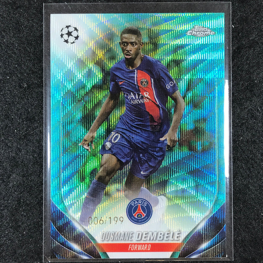 2023-24 Topps Chrome UEFA Club Comp OUSMANE DEMBELE Base Aqua Wave 6/199 #14