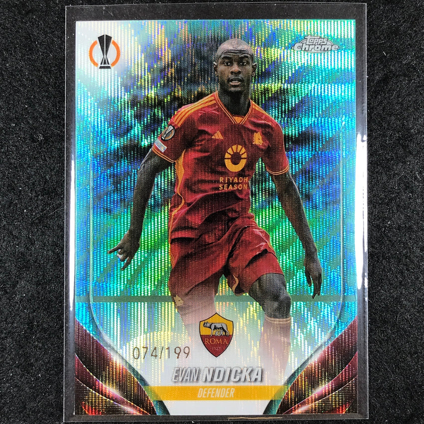 2023-24 Topps Chrome UEFA Club Comp EVAN NDICKA Base Aqua Wave 74/199 #176