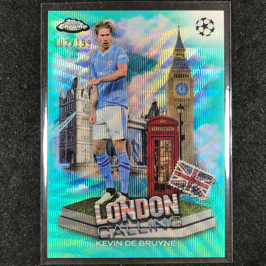 2023-24 Topps Chrome UEFA Club Comp KEVIN DE BRUYNE London Calling Aqua 102/199