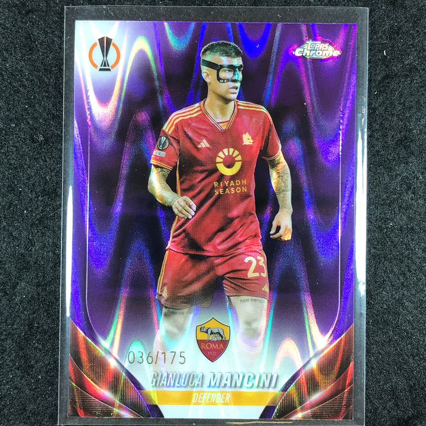 2023-24 Topps Chrome UEFA Club Comp GIANLUCA MANCINI Base Purple Ray Wave 36/175
