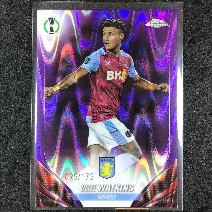 2023-24 Topps Chrome UEFA Club Comp OLLIE WATKINS Base Purple Ray Wave 95/175