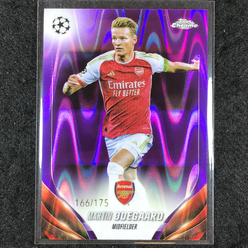 2023-24 Topps Chrome UEFA Club Comp MARTIN ODEGAARD Base Purple Ray Wave 166/175