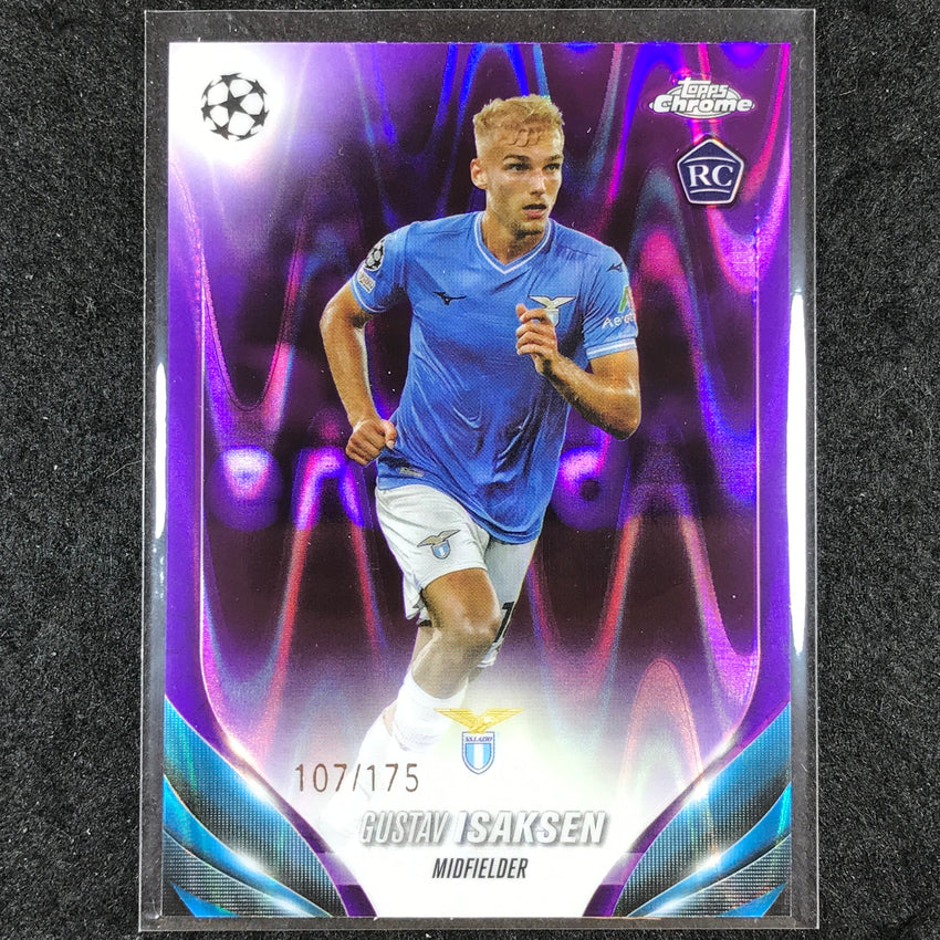 2023-24 Topps Chrome UEFA Club Comp GUSTAV ISAKSEN Rookie Purple Wave 107/175