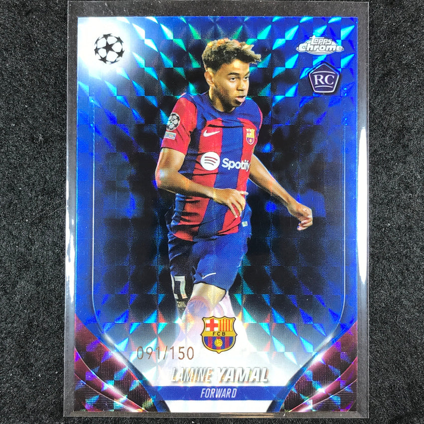 2023-24 Topps Chrome UEFA Club Comp LAMINE YAMAL Rookie Blue Geometric 91/150