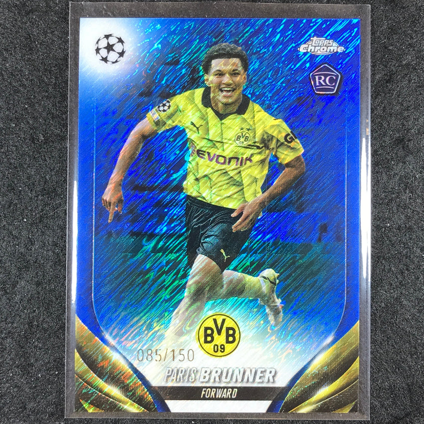 2023-24 Topps Chrome UEFA Club Comp PARIS BRUNNER Rookie Blue Shimmer 85/150 #44