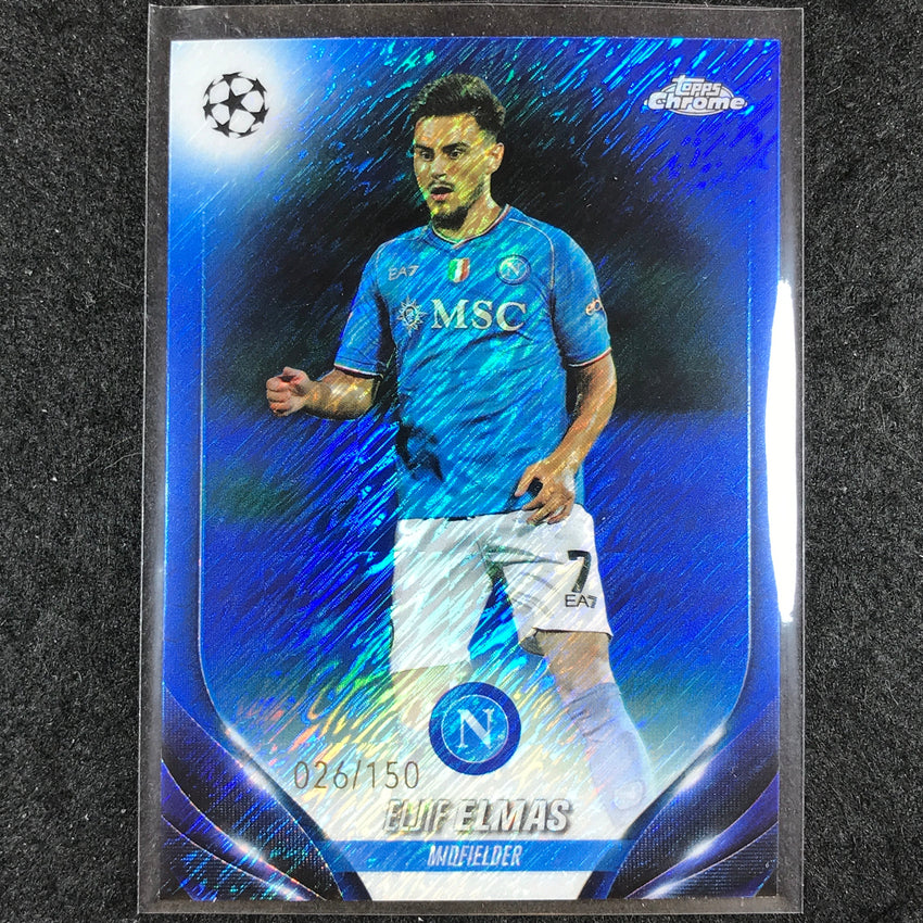 2023-24 Topps Chrome UEFA Club Comp ELJIF ELMAS Base Blue Shimmer 26/150 #182