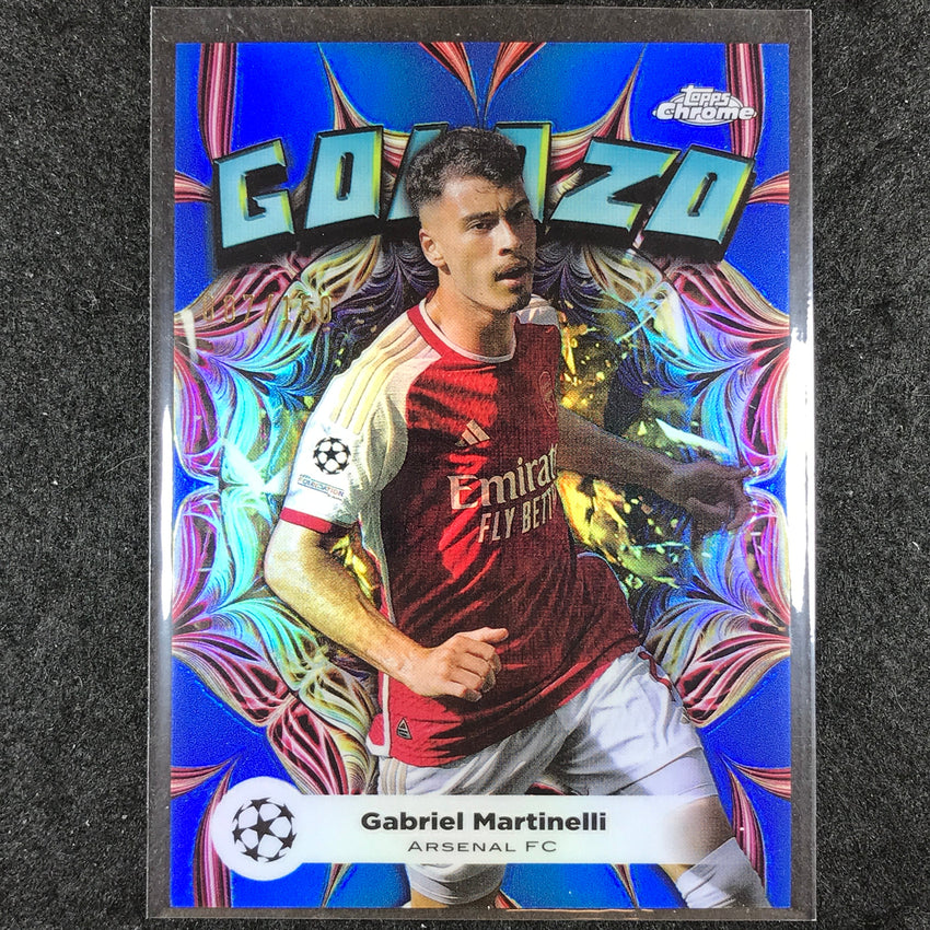 2023-24 Topps Chrome UEFA Club Comp GABRIEL MARTINELLI Golazo Blue 7/150 #11