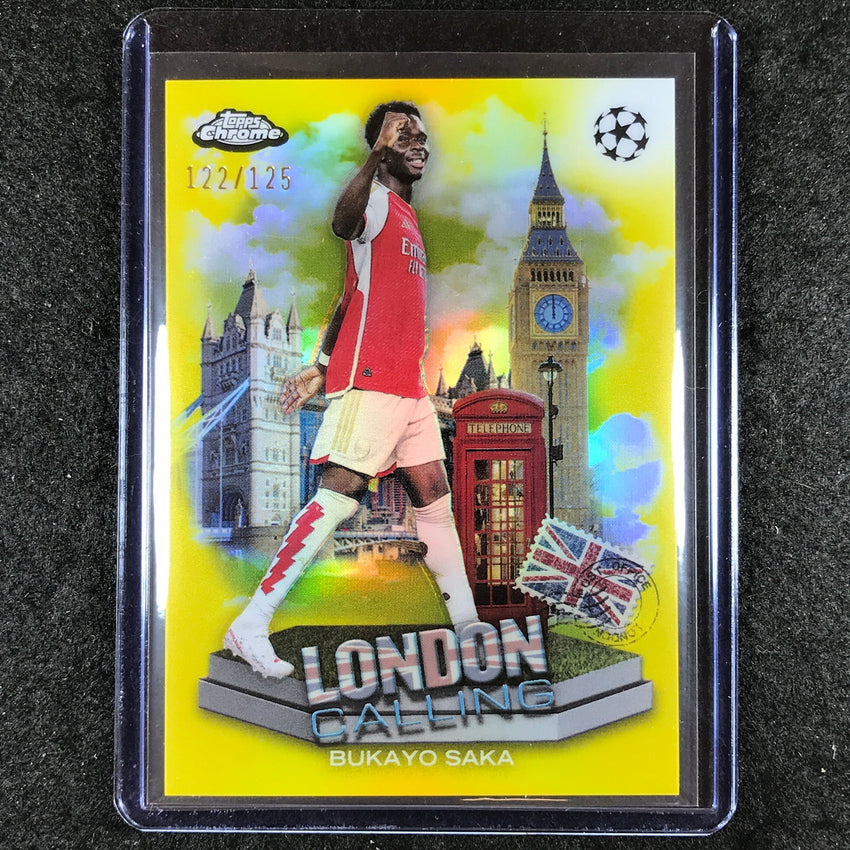 2023-24 Topps Chrome UEFA Club Comp BUKAYO SAKA London Calling Yellow 122/125
