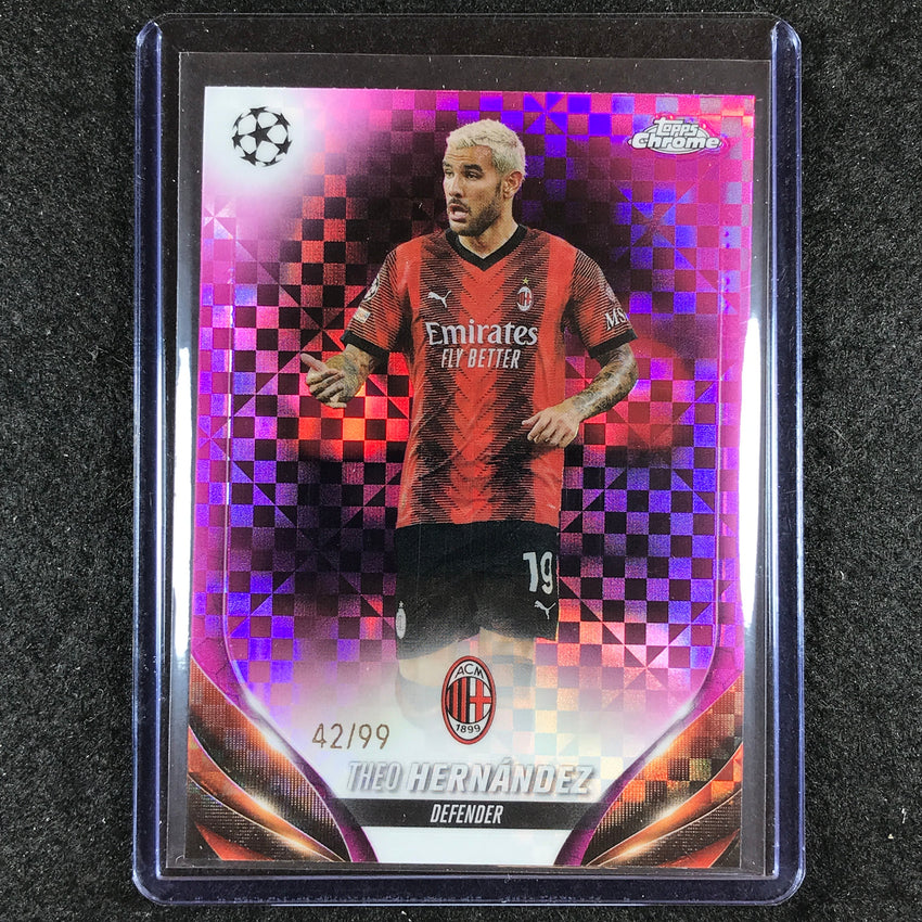 2023-24 Topps Chrome UEFA Club Comp THEO HERNANDEZ Base Pink X-Fractor 42/99 #54