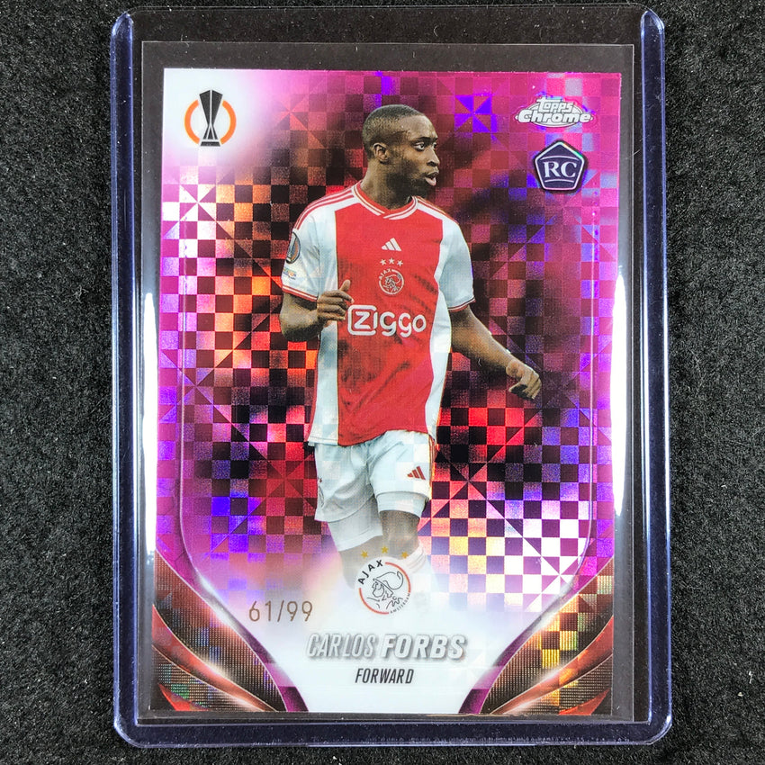 2023-24 Topps Chrome UEFA Club Comp CARLOS FORBS Rookie Pink X-Fractor 61/99 #90