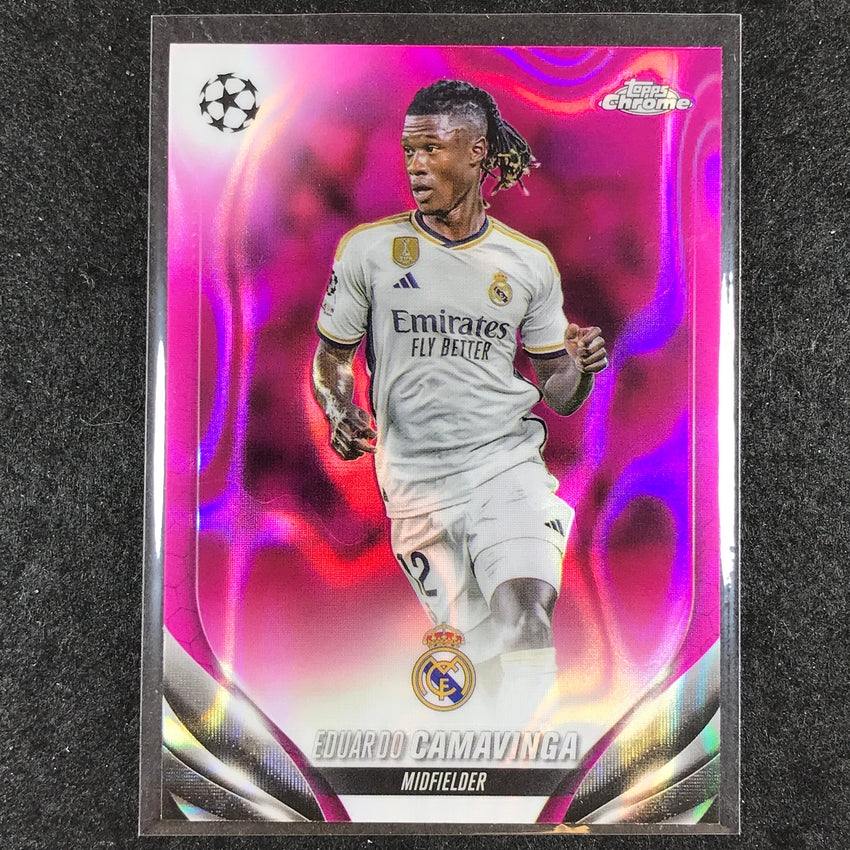 2023-24 Topps Chrome UEFA Club Comp EDUARDO CAMAVINGA Base Pink Lava #36