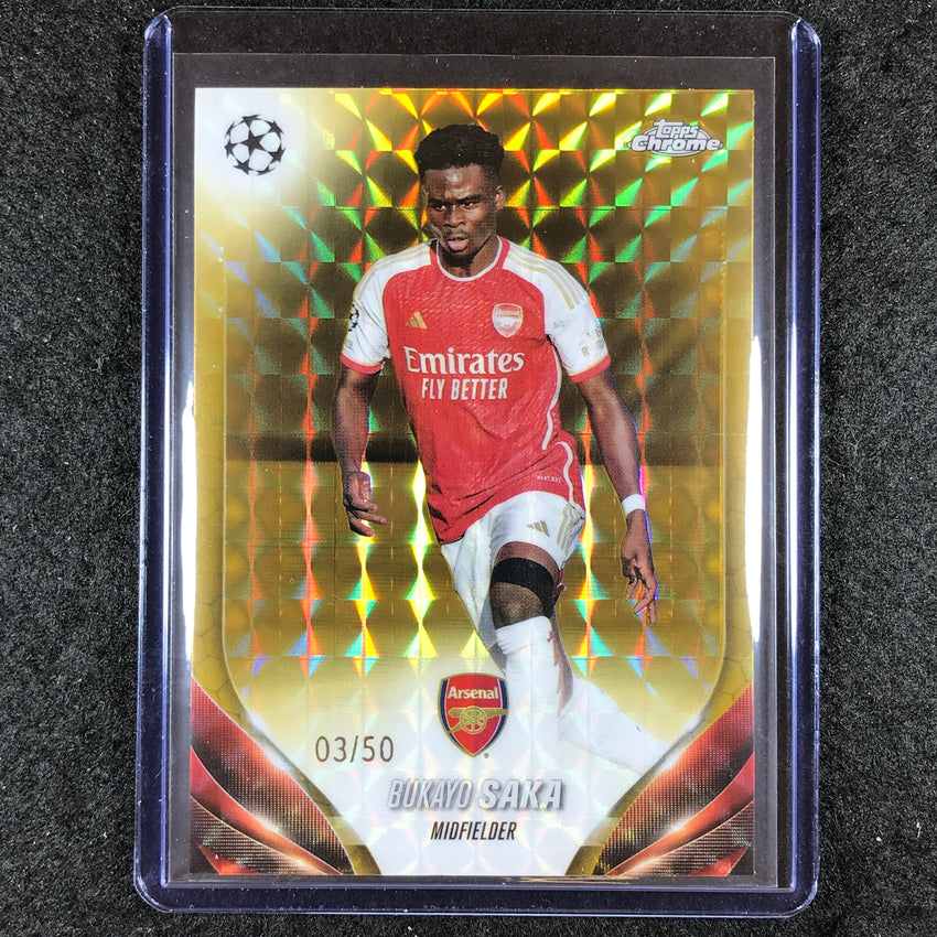 2023-24 Topps Chrome UEFA Club Comp BUKAYO SAKA Base Gold Geometric 3/50 #148