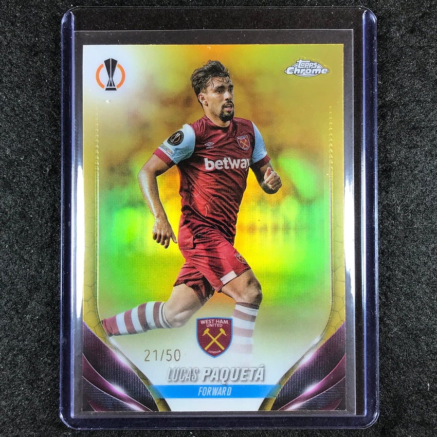 2023-24 Topps Chrome UEFA Club Comp LUCAS PAQUETA Base Gold 21/50 #179