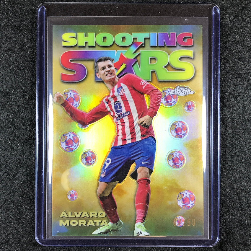 2023-24 Topps Chrome UEFA Club Comp ALVARO MORATA 1998 Shooting Stars Gold 7/50
