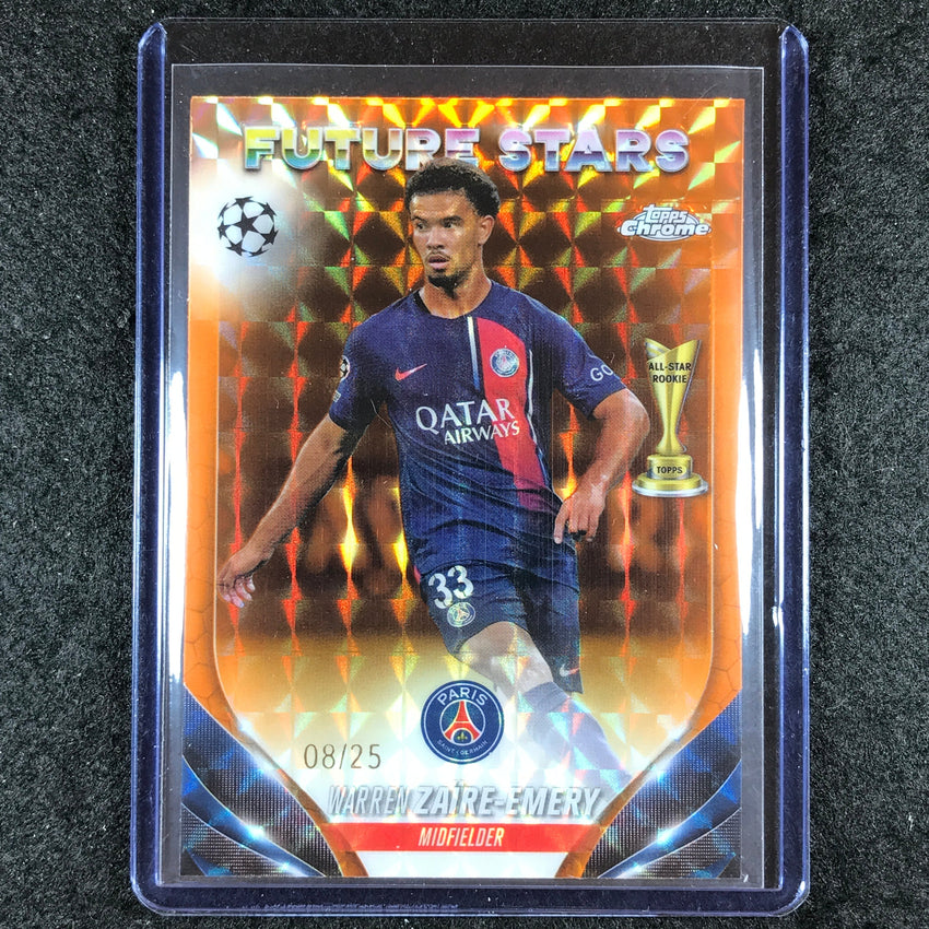 2023-24 Topps Chrome UEFA Club Comp ZAIRE-EMERY Future Orange Geometric 8/25