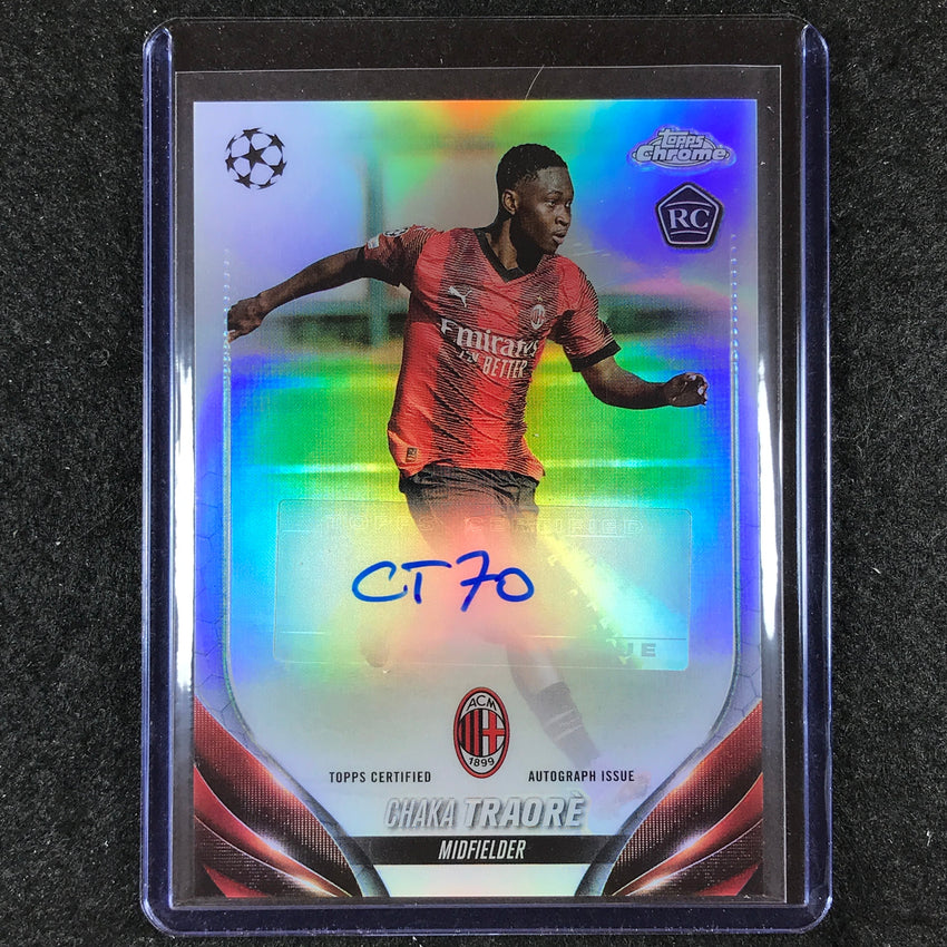 2023-24 Topps Chrome UEFA Club Comp CHAKA TRAORE Chrome Rookie Auto Base #TR