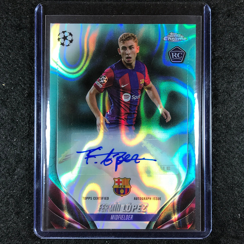 2023-24 Topps Chrome UEFA Club Comp FERMIN LOPEZ Rookie Auto Aqua Lava #FL