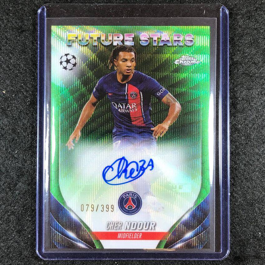 2023-24 Topps Chrome UEFA Club Comp CHER NDOUR Future Stars Auto Green 79/399