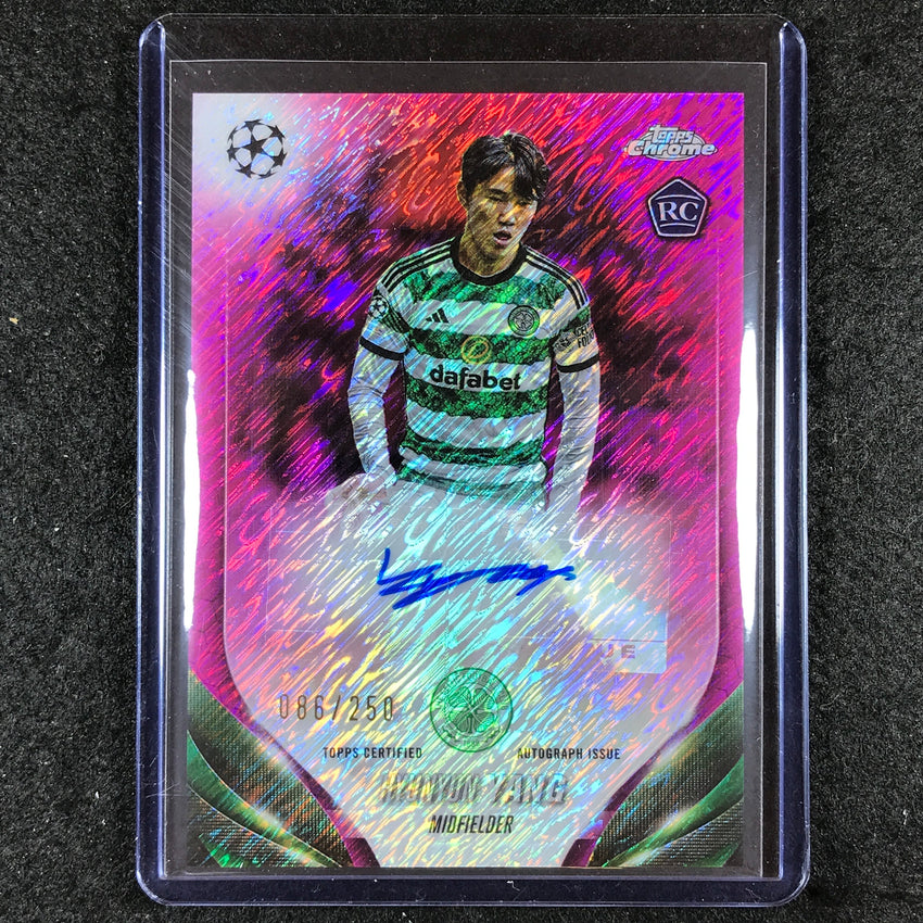 2023-24 Topps Chrome UEFA Club Comp HYUNYUN YANG Rookie Auto Pink Shimmer 86/250