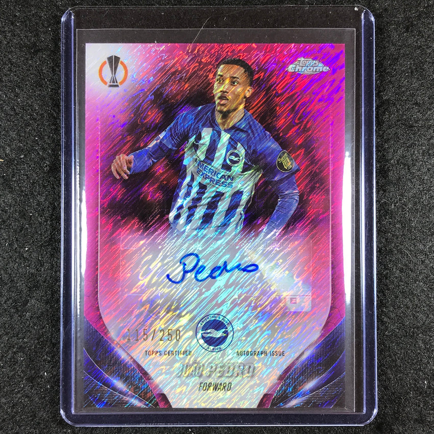2023-24 Topps Chrome UEFA Club Comp JOAO PEDRO Chrome Auto Pink Shimmer 115/250
