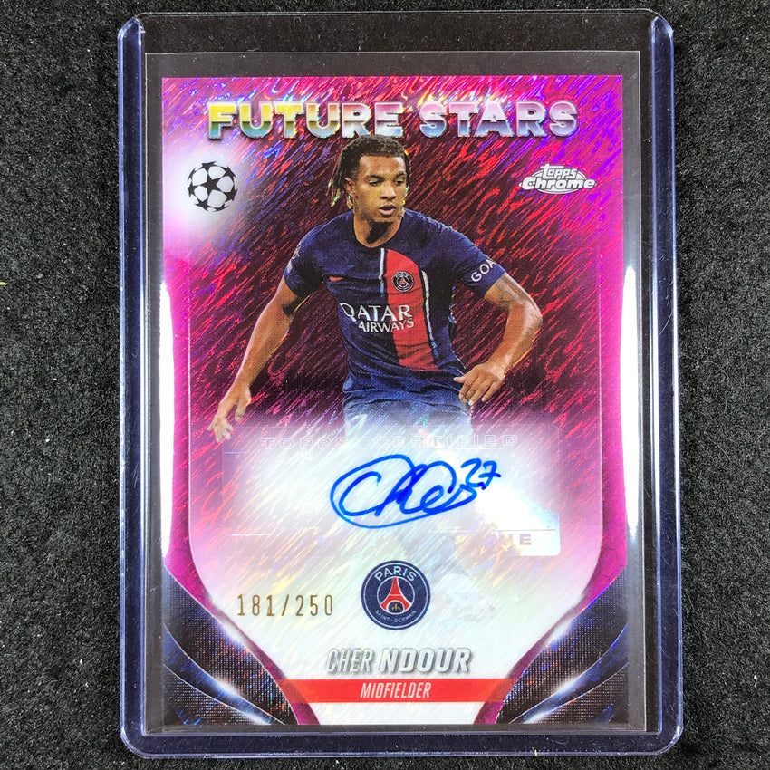 2023-24 Topps Chrome UEFA Club Comp CHER NDOUR Future Stars Auto Pink 181/250