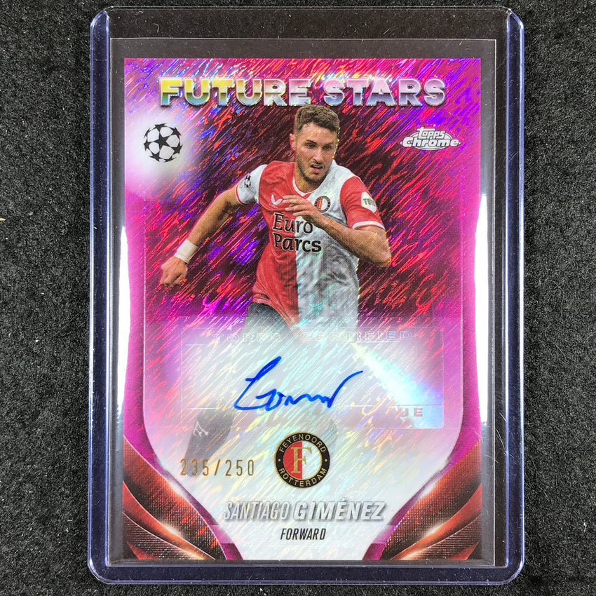 2023-24 Topps Chrome UEFA Club Comp SANTIAGO GIMENEZ Future Auto Pink 235/250